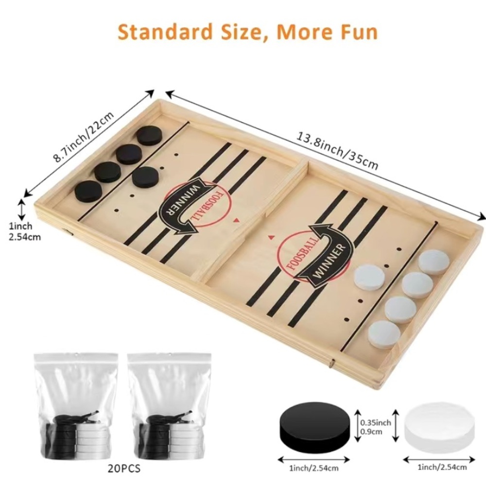 Fast Slingshot Puck Game, Wooden Board Game, For Kids And Family
